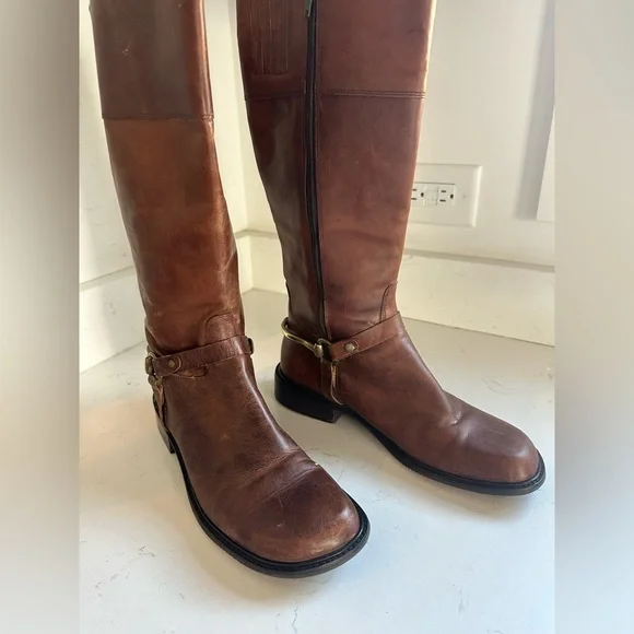 Matisse Lariat Saddle‎ Brown Leather Riding Boots with copper accents. Sz 9.5 - Picture 3 of 15